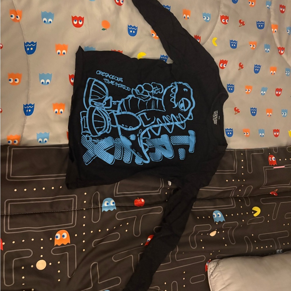 H&M Black and Blue Dinosaur Long Sleeve Tee
